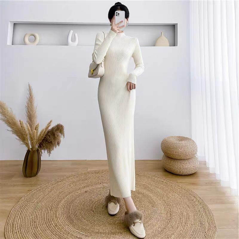 Slim Looking Base Hip Knitwear Woolen Skirt