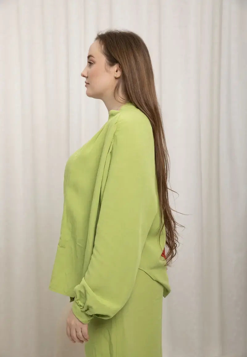 Women's linen jacket with embroidery on the back