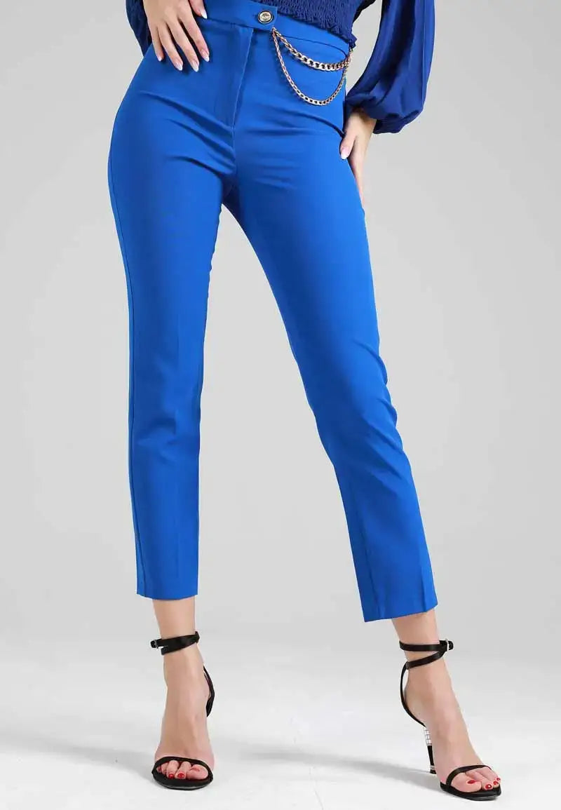 Women's pants with gold chain