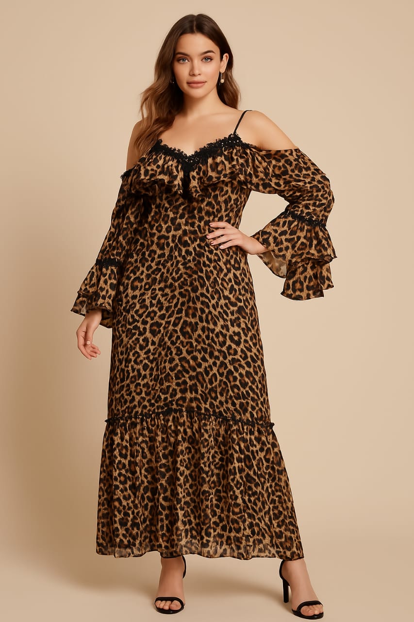 Tiger print chiffon dress