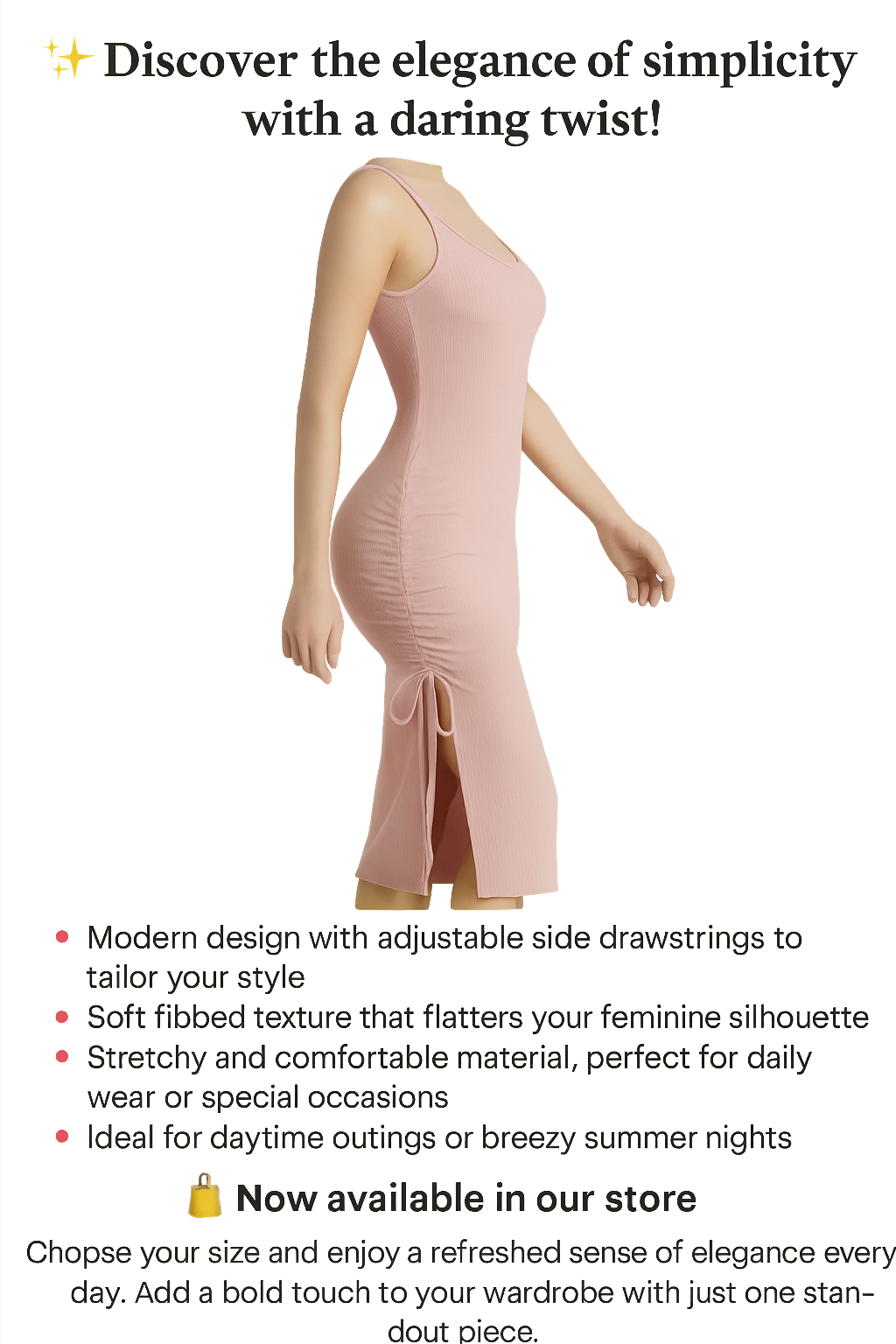 Ribbed evening dress with side corset