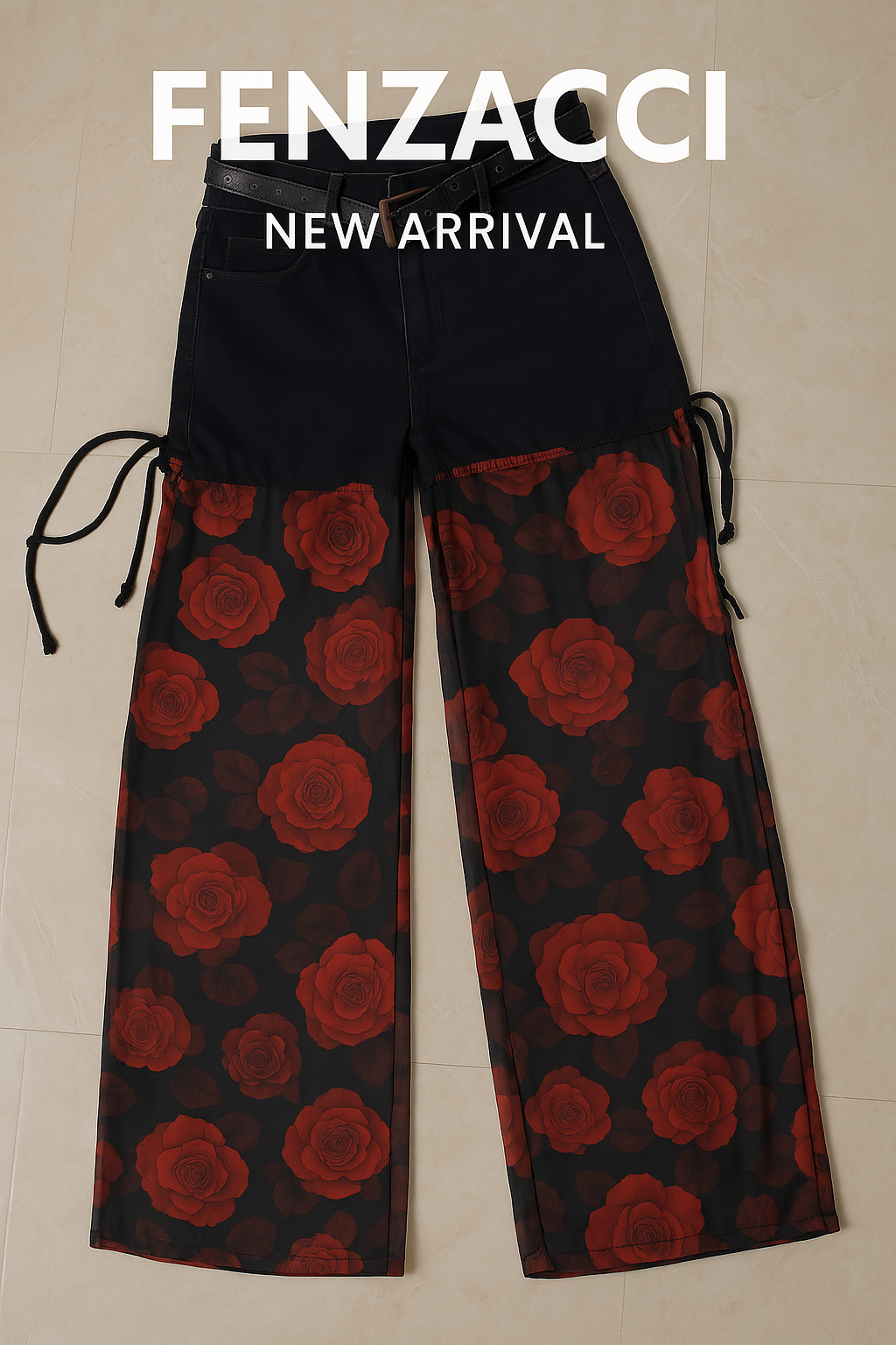 Women's Half Chiffon Floral Embroidered Jeans