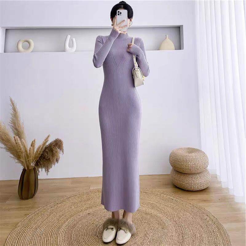 Slim Looking Base Hip Knitwear Woolen Skirt