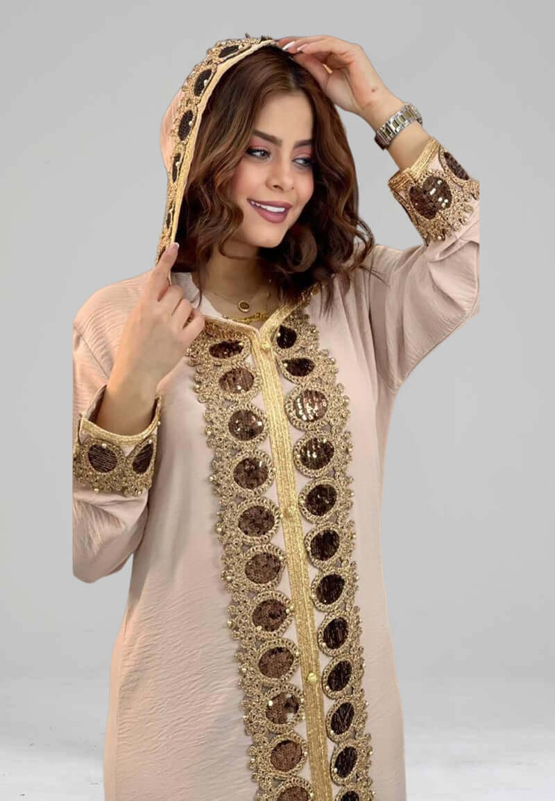 Turkish Design Abaya with Golden Embroidery