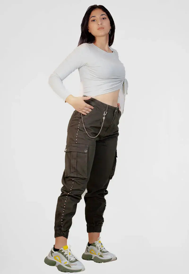 Dark green women's jeans