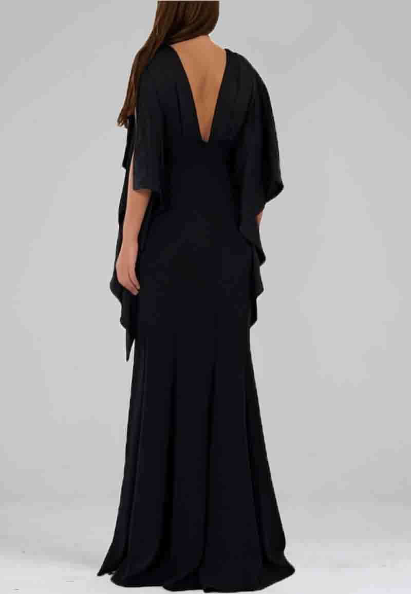 Black Evening Gown with Sheer Overlay