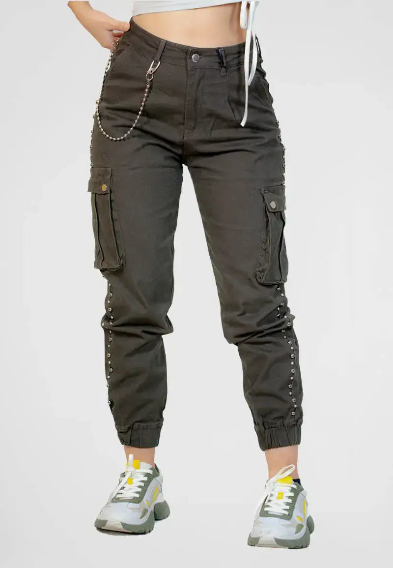 Dark green women's jeans