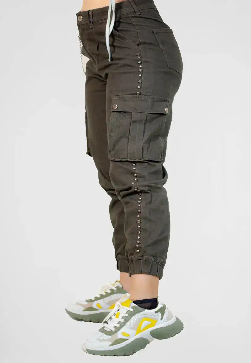 Dark green women's jeans