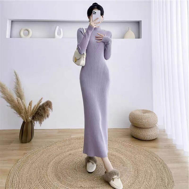 Slim Looking Base Hip Knitwear Woolen Skirt