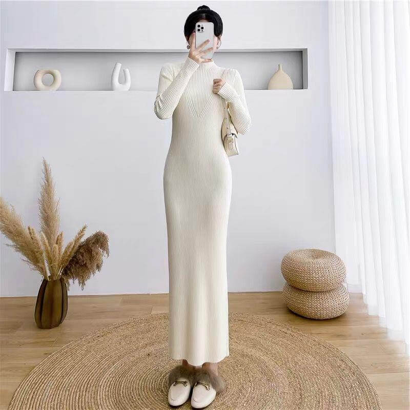 Slim Looking Base Hip Knitwear Woolen Skirt