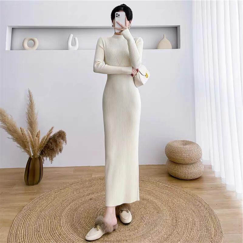 Slim Looking Base Hip Knitwear Woolen Skirt