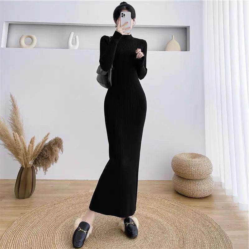 Slim Looking Base Hip Knitwear Woolen Skirt