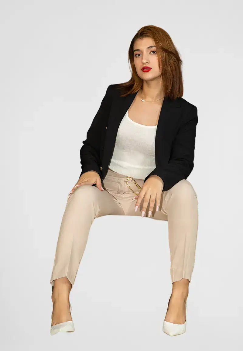 Women's blazer with gold buttons