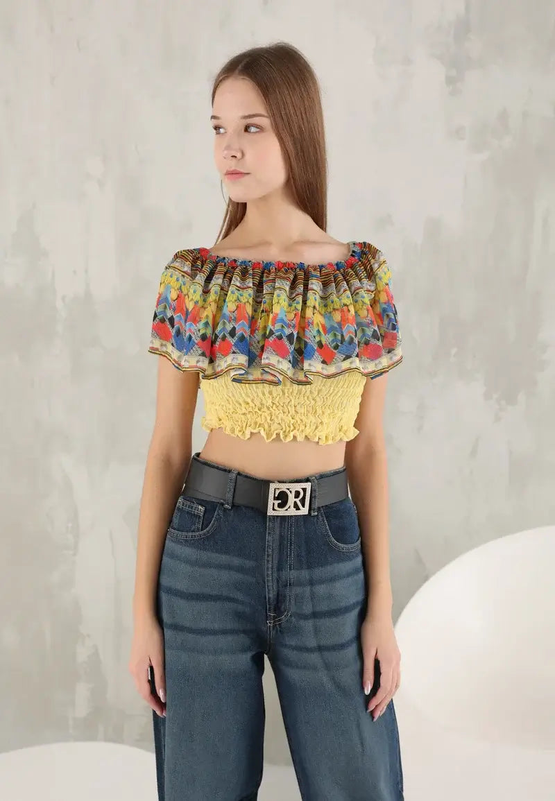 Yellow crop top for women