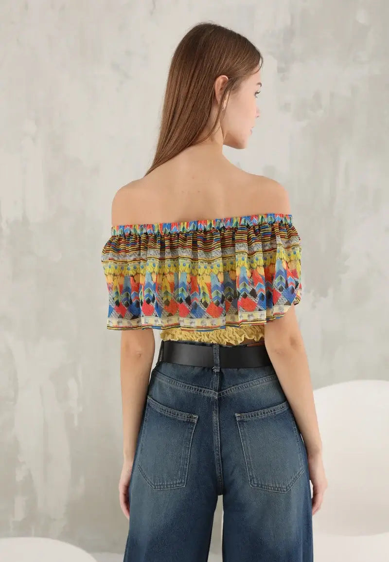 Yellow crop top for women