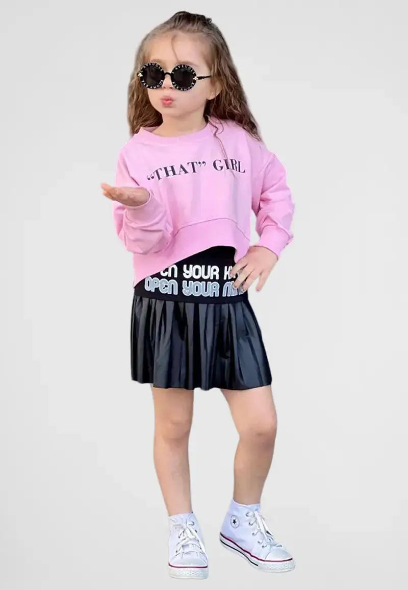 Girls 3 piece set shirt, skirt and blouse
