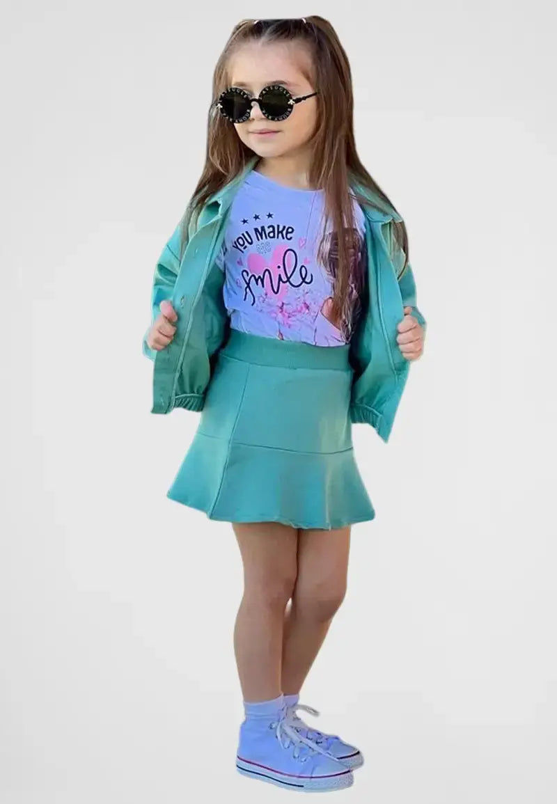 Girls shirt, skirt and blouse set
