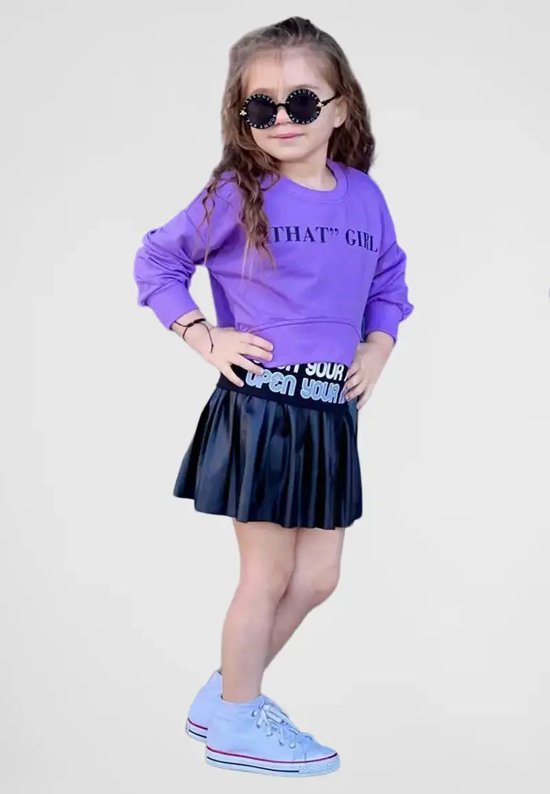Girls 3 piece set shirt, skirt and blouse