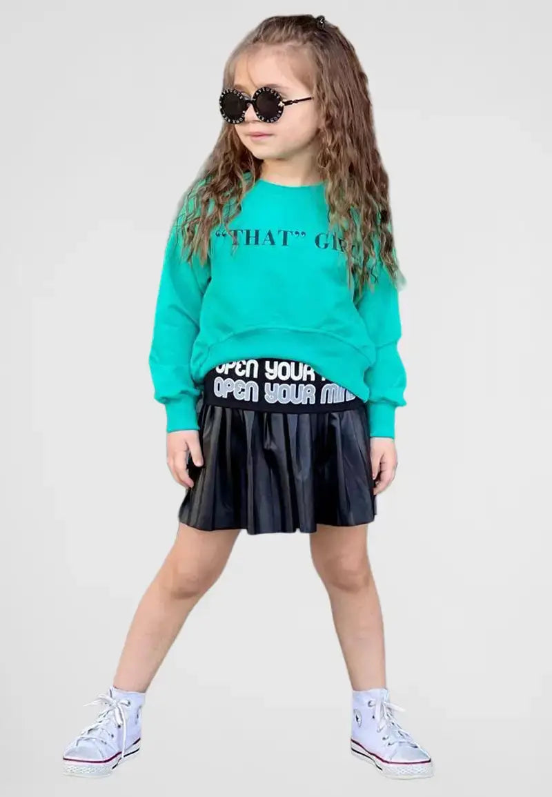Girls 3 piece set shirt, skirt and blouse