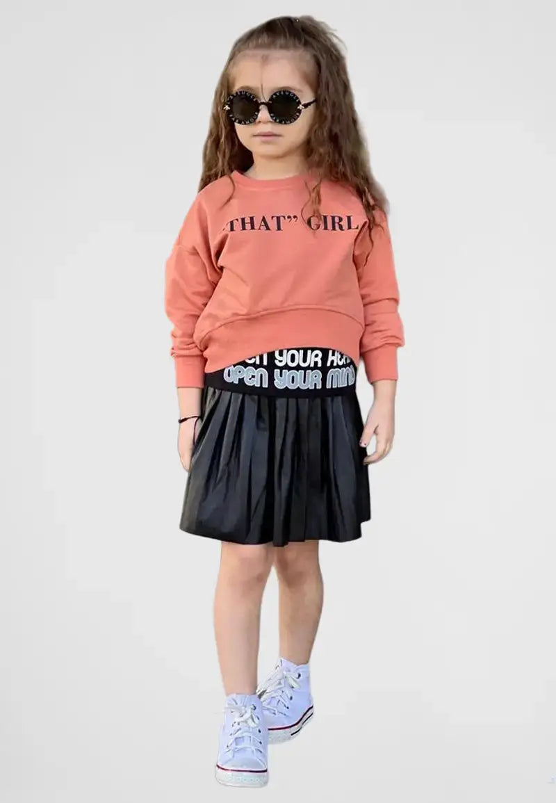 Girls 3 piece set shirt, skirt and blouse