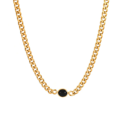 Fashion Green Stone Series Stainless Steel Necklace Bracelet