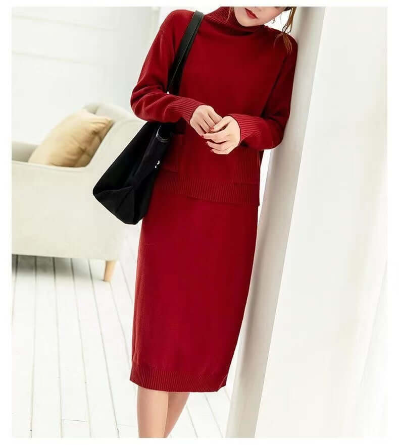 Fashion Woolen Skirt Two Piece Loose