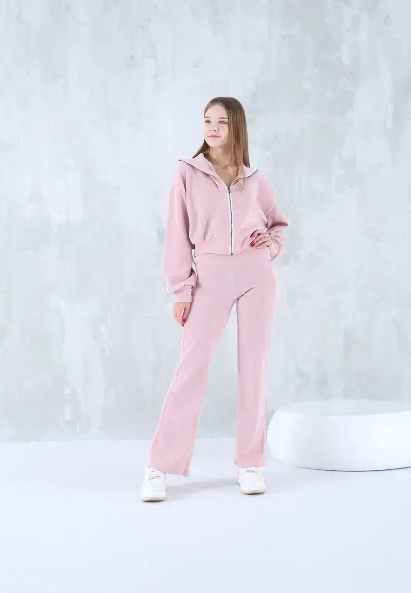 Women's pink pajamas jacket with pants simple and elegant design
