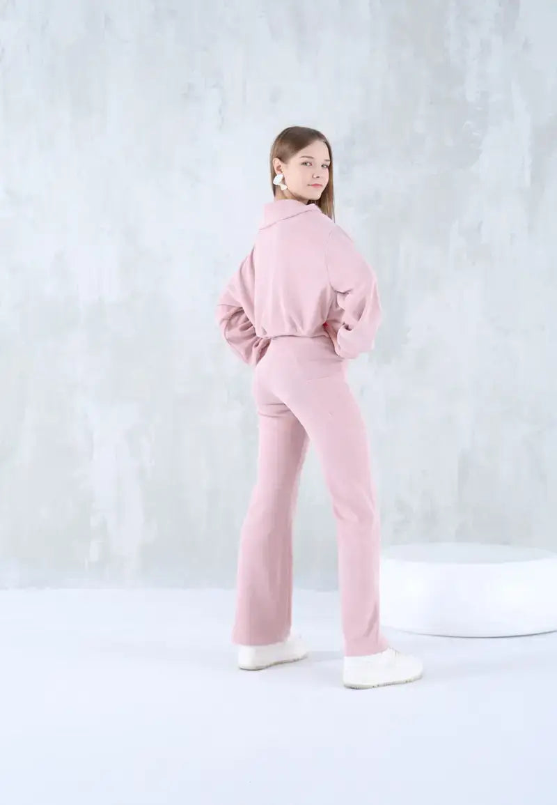 Women's pink pajamas jacket with pants simple and elegant design