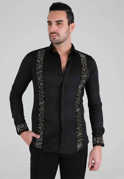 قميص رجالي مرصع بالكريستال