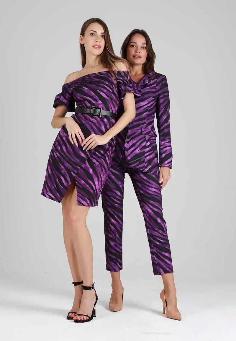 Zebra Skin Mini Dress with Belt