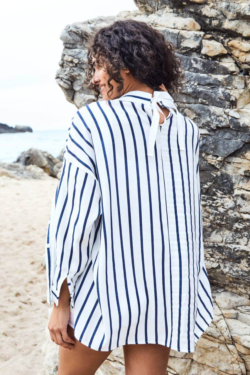 Women's loose striped shirt