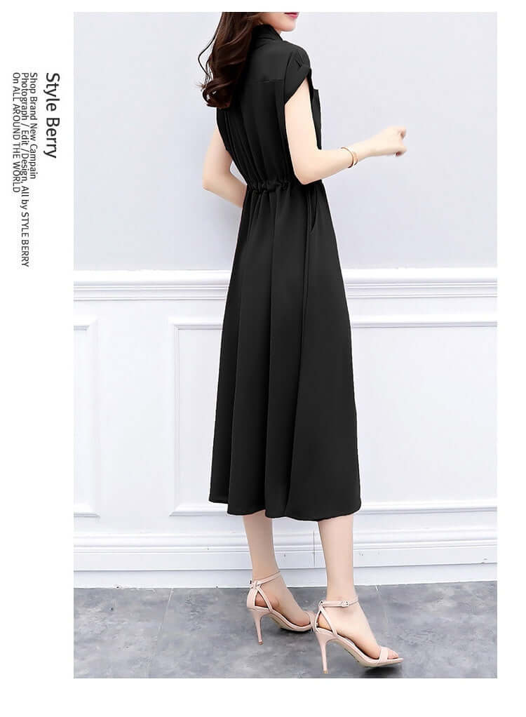 Waist-tight Slimming Elegant Long Dress Casual Polo Shirt Skirt