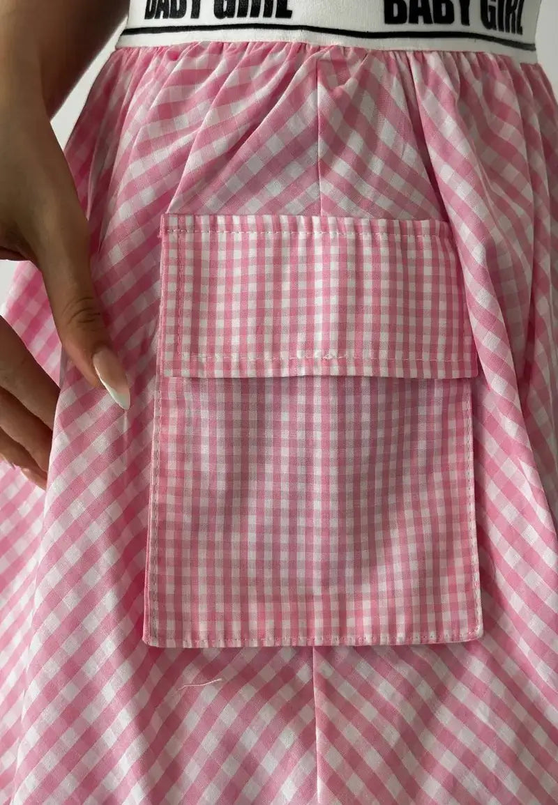 Pink strapless mini dress