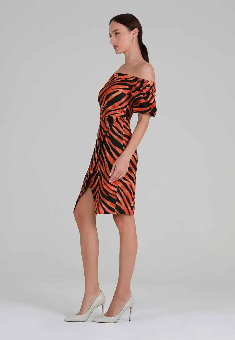 Zebra Skin Mini Dress with Belt