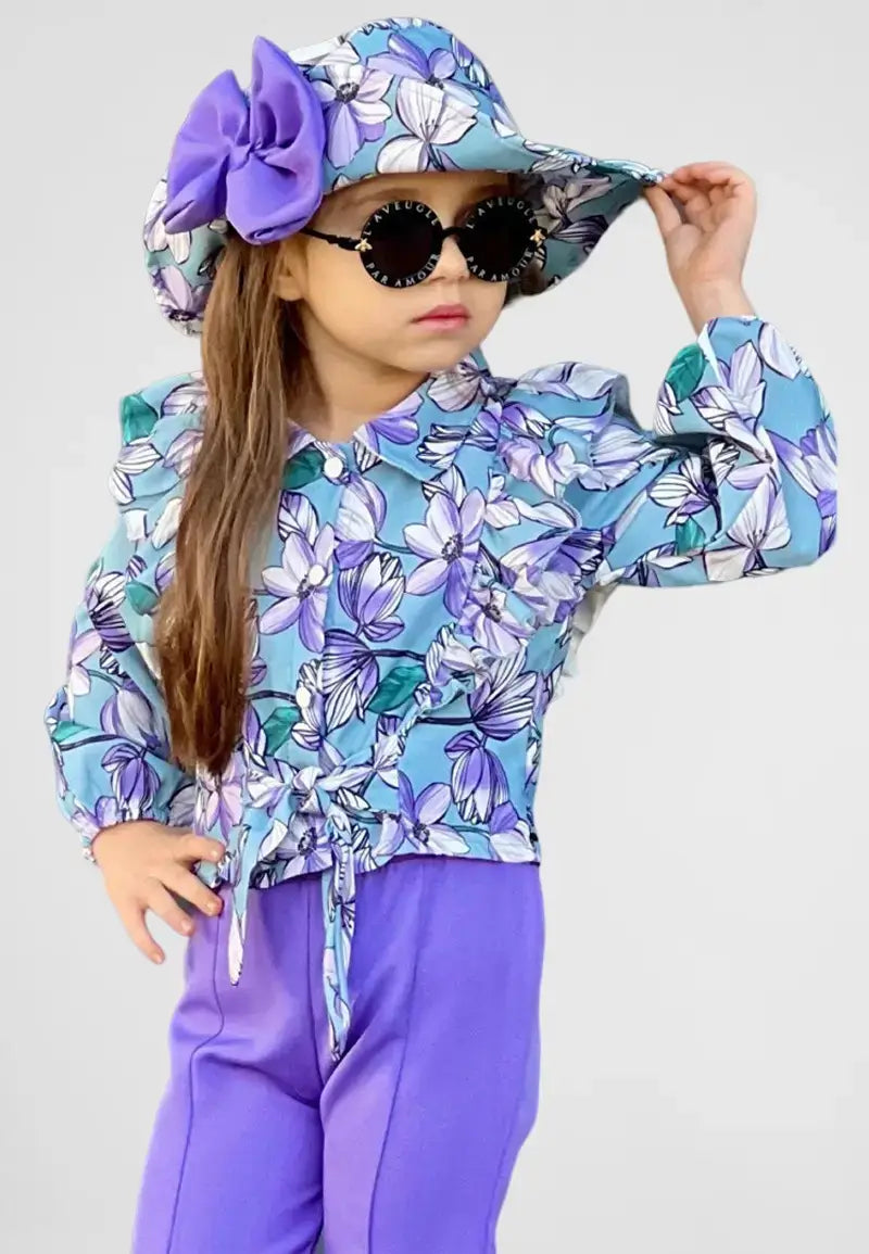 Girls' shirt, pants and hat set