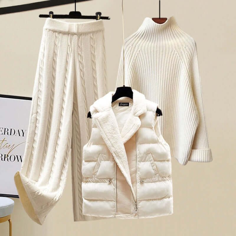 Autumn And Winter Women's Sweater Vest Pants Suit