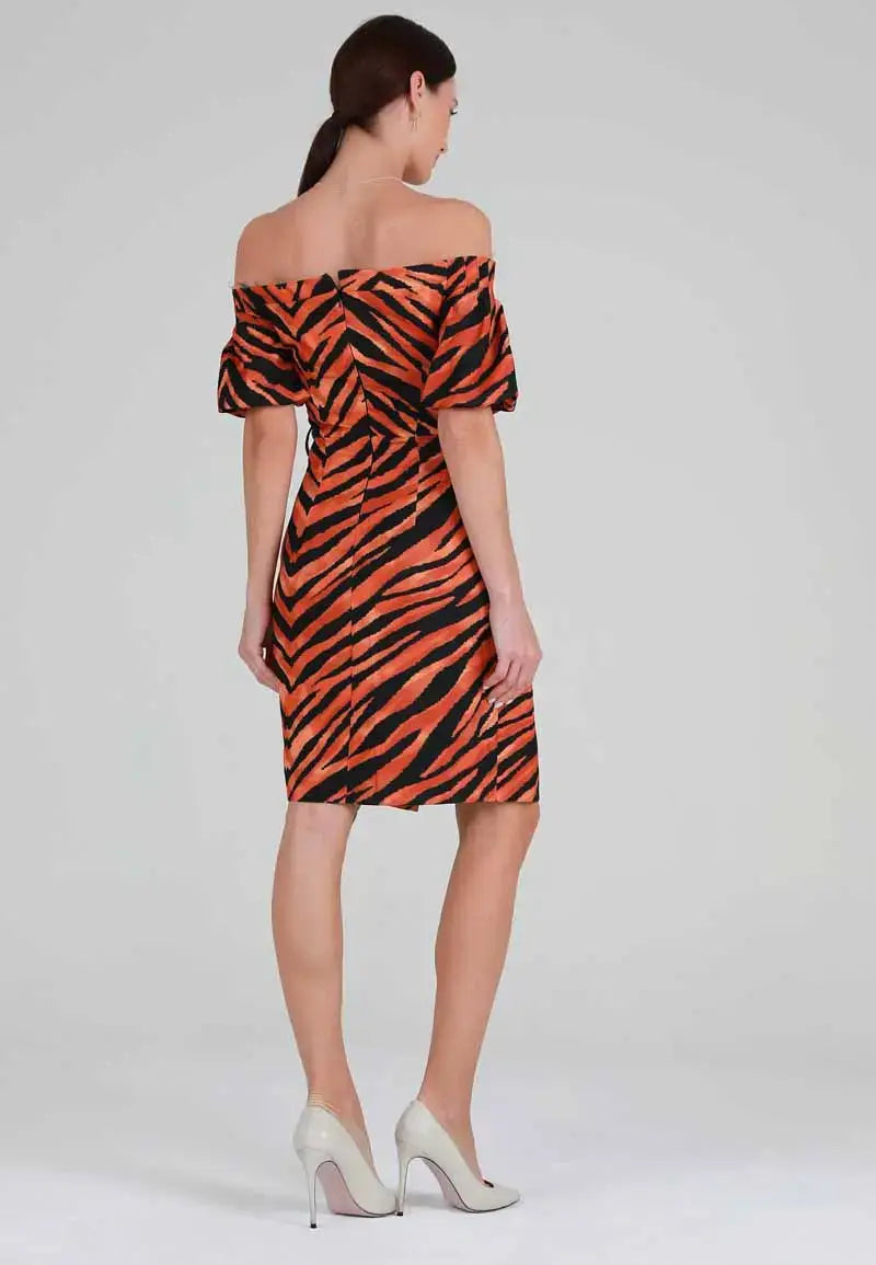 Zebra Skin Mini Dress with Belt