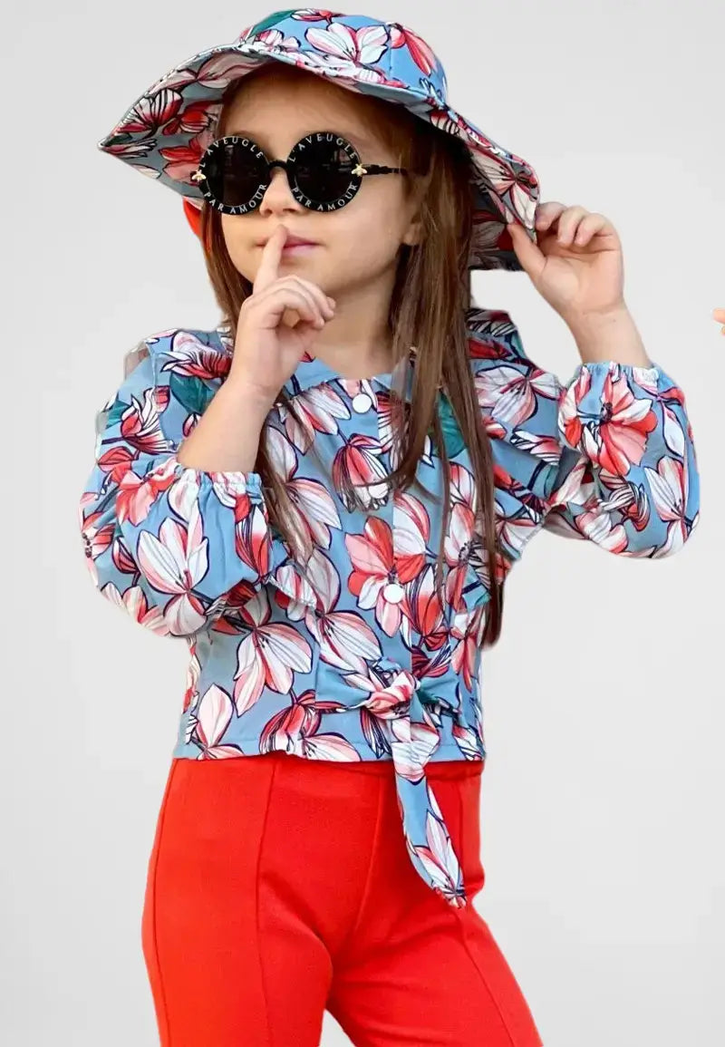 Girls' shirt, pants and hat set