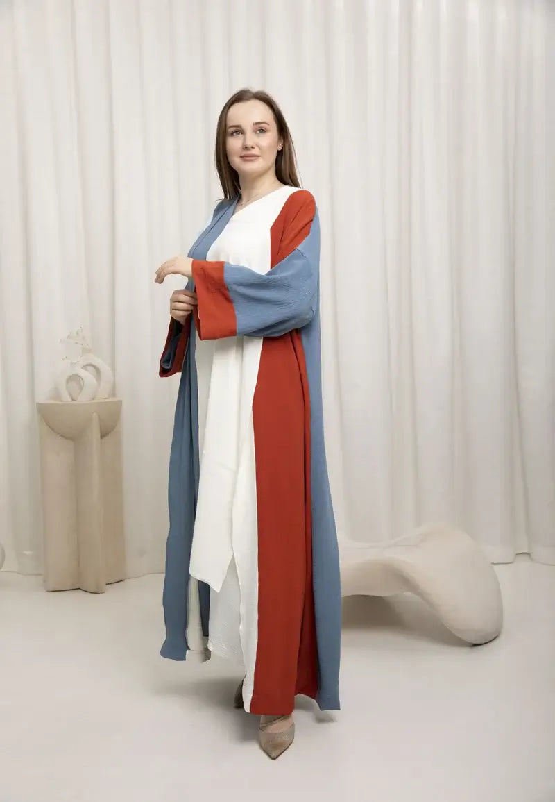 Women's abaya with a mix of soft colors