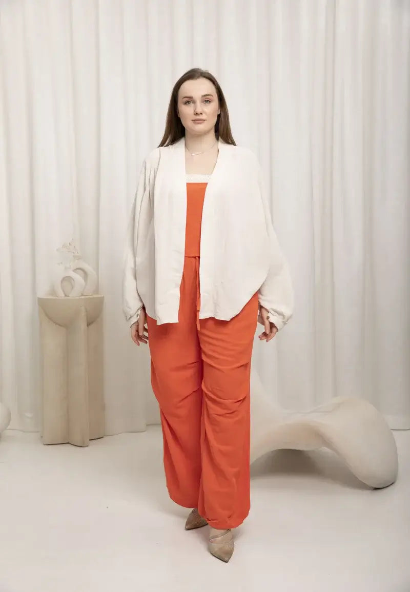 Women's linen jacket with embroidery on the back