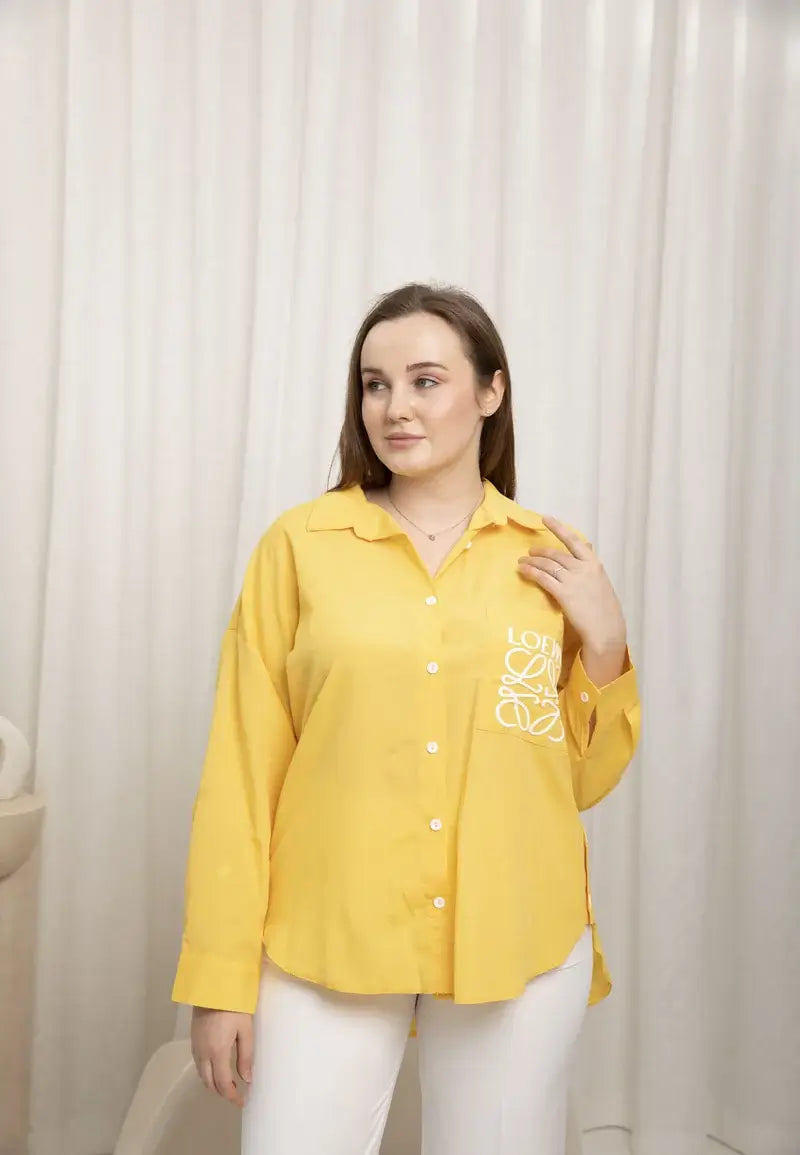 Yellow loose women's shirt