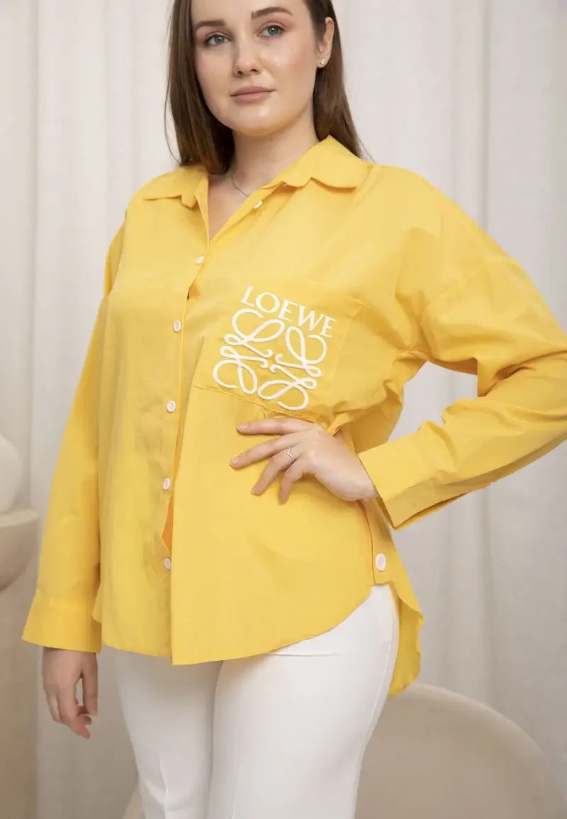 Yellow loose women's shirt