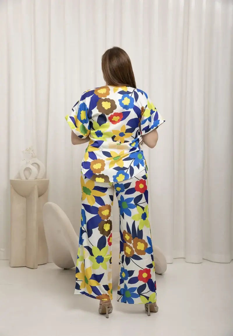 Women's Summer Floral Embroidered Satin Pajamas