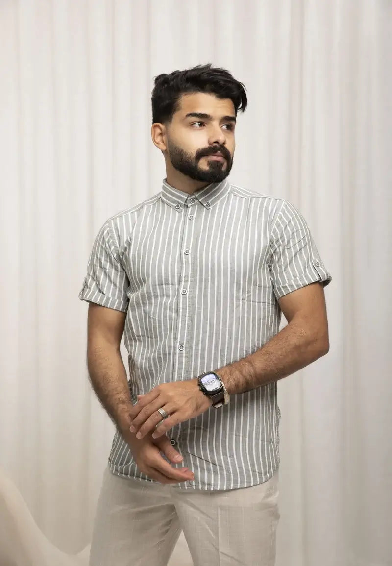 قميص رجالي مخطط كاجوال