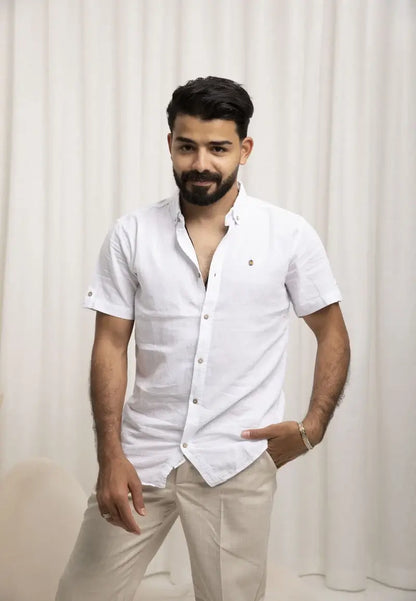 Casual Elegance White Linen Shirt