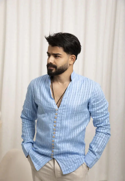 Sleek Nautical Blue Striped Shirt