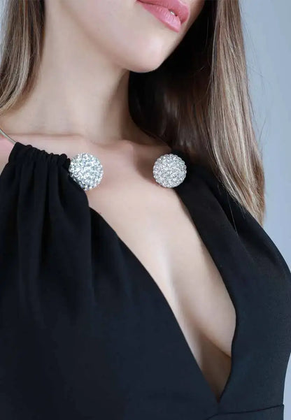 Dresses below the knee with a diamond neck design