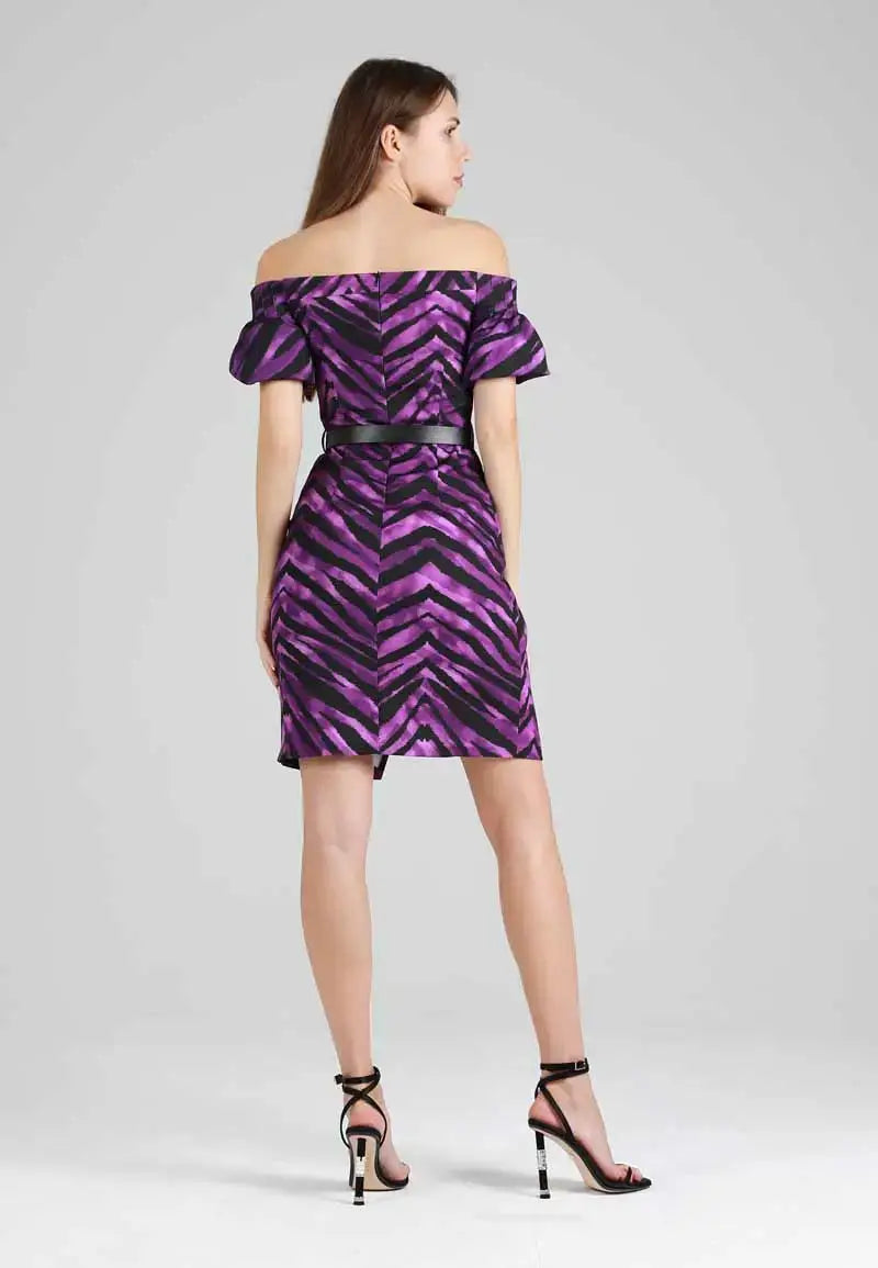 Zebra Skin Mini Dress with Belt
