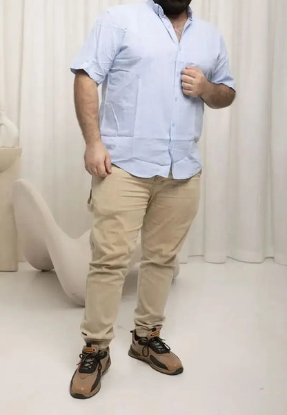 قميص رجالي كاجوال باللون الأزرق الفاتح