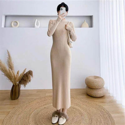 Slim Looking Base Hip Knitwear Woolen Skirt